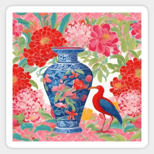 Chinoiserie Ibis and ginger jar Sticker